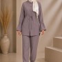 4303 كتان مخطط قصير - كحلي