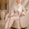 4303 كتان مخطط قصير - ecru