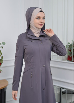 234 مانطو نسائي برادا مع كبشونة - فضي