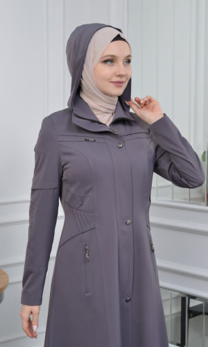 234 مانطو نسائي برادا مع كبشونة - فضي