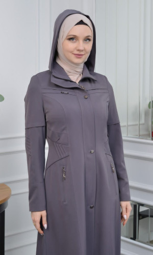 234 مانطو نسائي برادا مع كبشونة - فضي