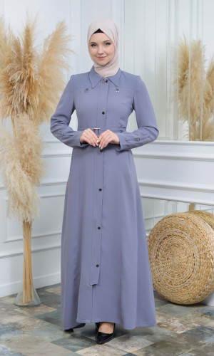 Petek Fabric Manto with Satin Lining 242 - gray