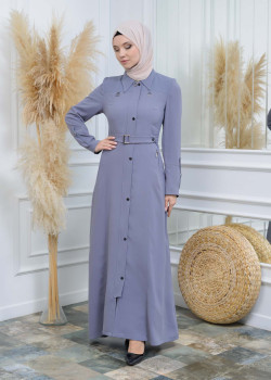 مانطو قماش بتك مبطن ساتان 242 - فضي