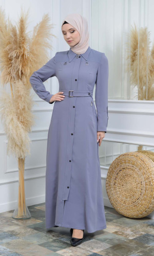 Petek Fabric Manto with Satin Lining 242 - gray