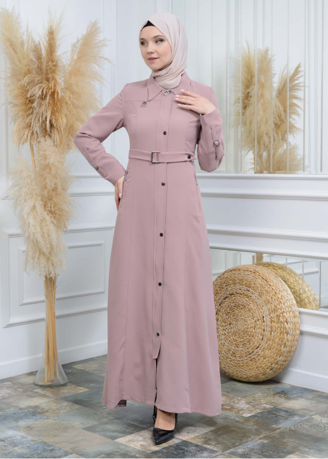 Modamix women Coat Hoodied Trenchcoat of Rose Rise fabric 242 Pembe
