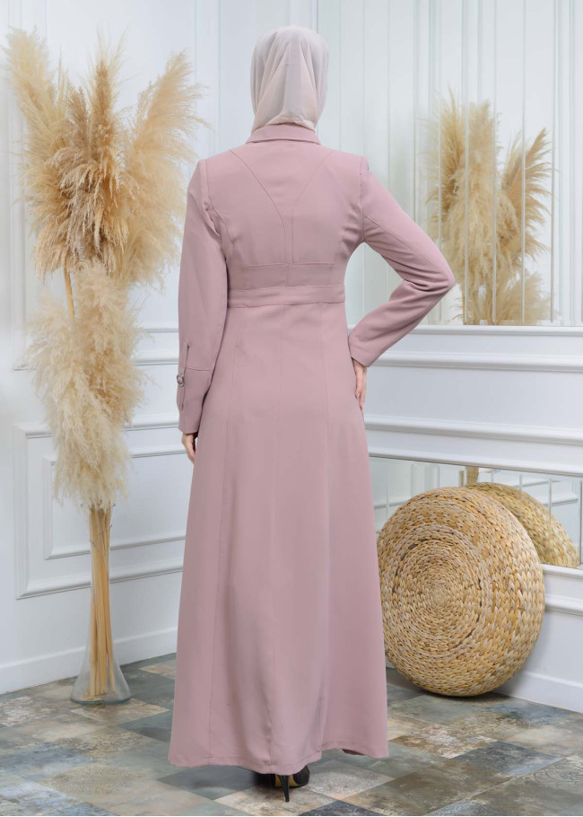 Modamix women Coat Hoodied Trenchcoat of Rose Rise fabric 242 Pembe