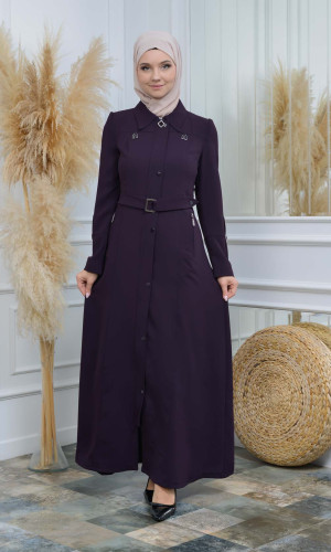 Modamix  مانطو نسائي أنيق كلوش كبشون مع سحاب 242 - موف