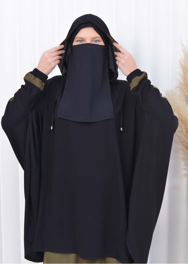 سدال شرعي نسائي طويل مع كبشون (شرشف,جلباب شرعي ) 825 - زيتي