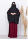 Muslim Hijab Dresse Set 4 Pieces Sheet Set Hooded Veiled 2-color Elastic Skirt Striped Sleeves Fits All Sizes Bordo