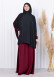 Muslim Hijab Dresse Set 4 Pieces Sheet Set Hooded Veiled 2-color Elastic Skirt Striped Sleeves Fits All Sizes Bordo