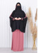 Muslim Hijab Dresse Set 4 Pieces Sheet Set Hooded Veiled 2-color Elastic Skirt Striped Sleeves Fits All Sizes Pembe