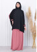Muslim Hijab Dresse Set 4 Pieces Sheet Set Hooded Veiled 2-color Elastic Skirt Striped Sleeves Fits All Sizes Pembe