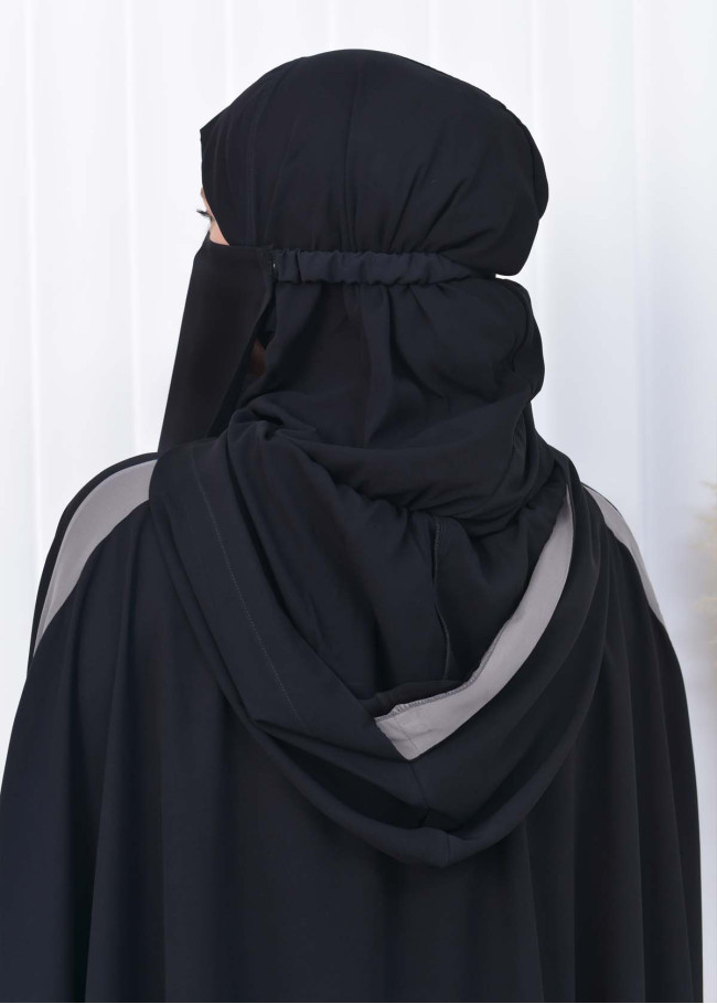 سدال شرعي نسائي طويل مع كبشون (شرشف,جلباب شرعي ) 825 Antrasit