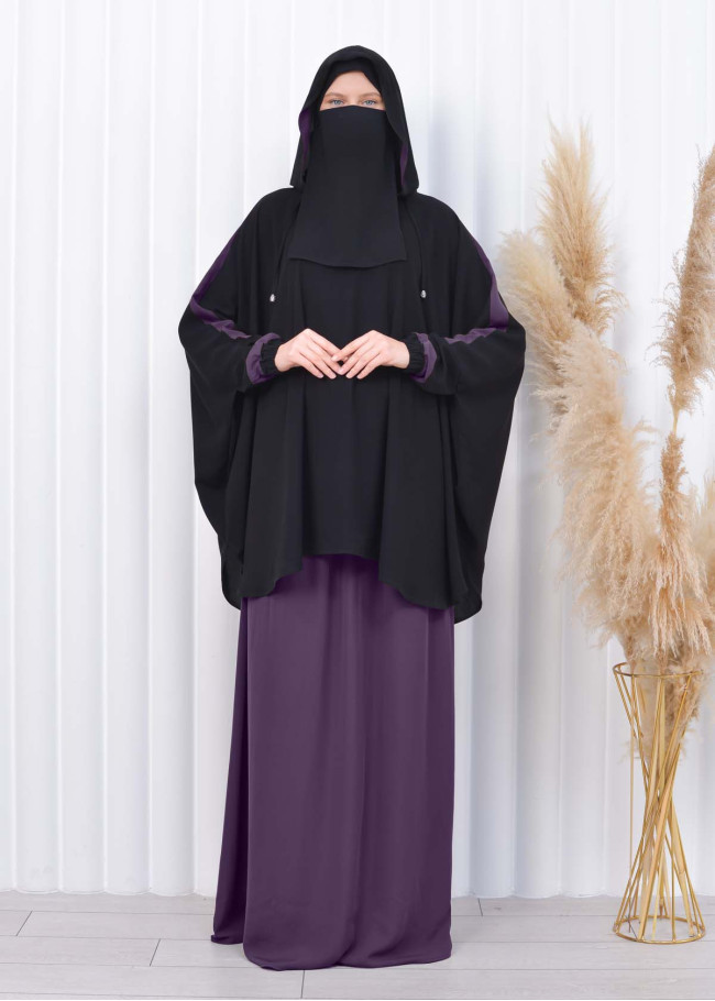سدال شرعي نسائي طويل مع كبشون (شرشف,جلباب شرعي ) 825 Lila
