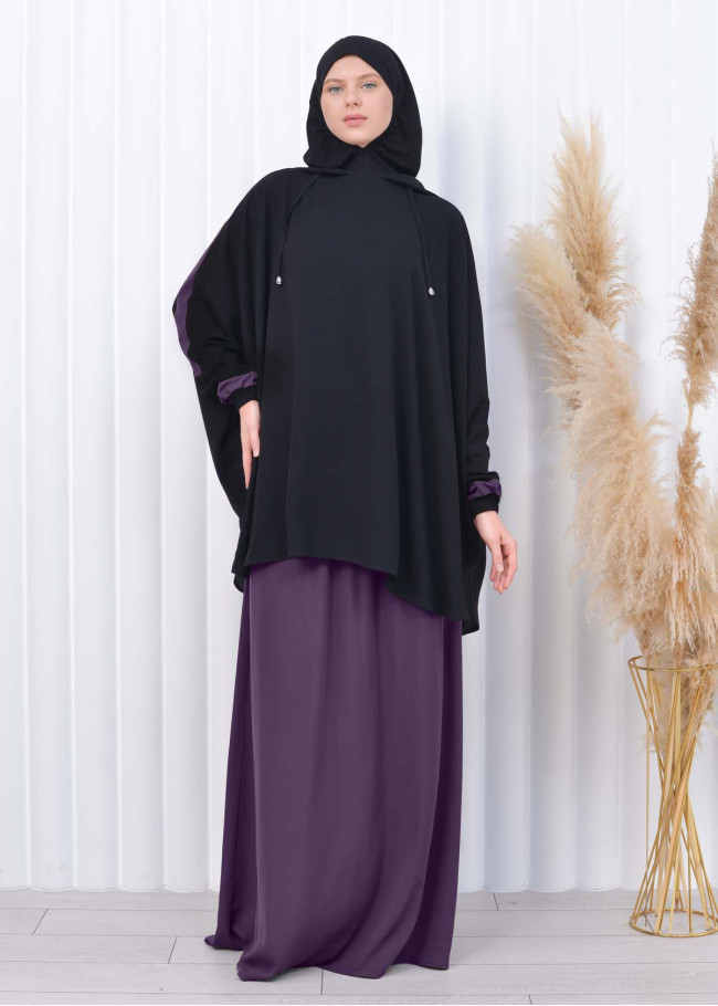 سدال شرعي نسائي طويل مع كبشون (شرشف,جلباب شرعي ) 825 Lila