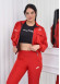 Kadın 4lü Nike Paraşüt  Eşofman Takımı Kombin 1079  Kırmızı