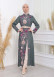2 Piece Suit Patterned Belt Dress -Pants 1783 Haki