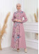 طقم نسائي للمحجبات قطعتين فستان و بنطلون مع حزام 1783 Pembe