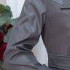 1334 ترانشكوت نسائي جلد مع حزام Koyu gri