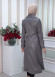 Belted Buttons Leather Trench Coat 1334 Koyu gri