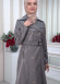 Belted Buttons Leather Trench Coat 1334 Koyu gri