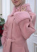 WOMEN'S FURNITURE SHORT COAT WITH FURNITURE Collar and Cuffs 1335 Pembe