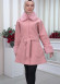 WOMEN'S FURNITURE SHORT COAT WITH FURNITURE Collar and Cuffs 1335 Pembe
