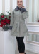 WOMEN'S FURNITURE SHORT COAT WITH FURNITURE Collar and Cuffs 1335 Gri