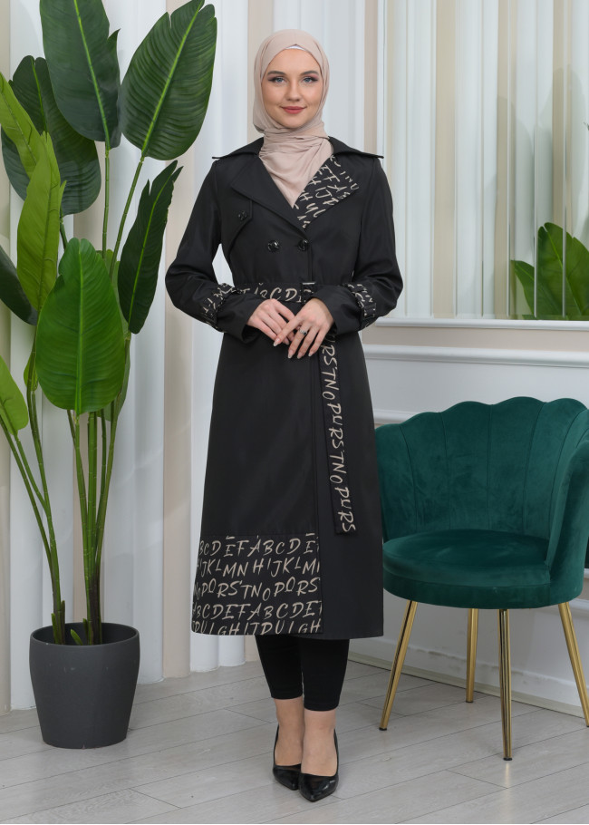 BELT PARACHUTE WOMEN'S WINTER  TRENCH COAT 1342 Siyah