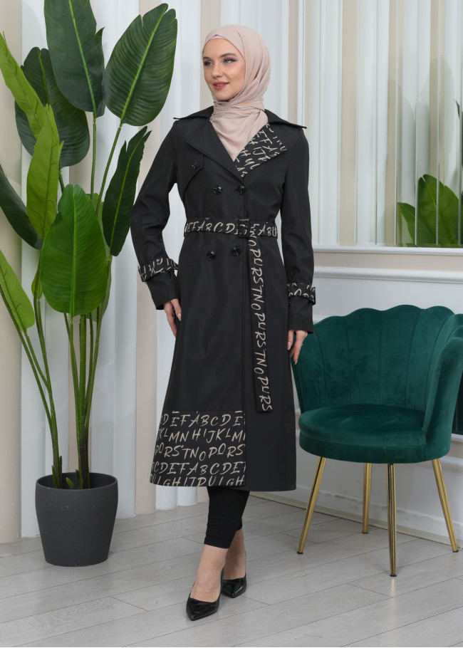 BELT PARACHUTE WOMEN'S WINTER  TRENCH COAT 1342 Siyah