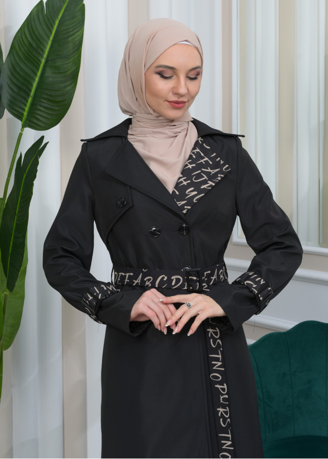 BELT PARACHUTE WOMEN'S WINTER  TRENCH COAT 1342 Siyah