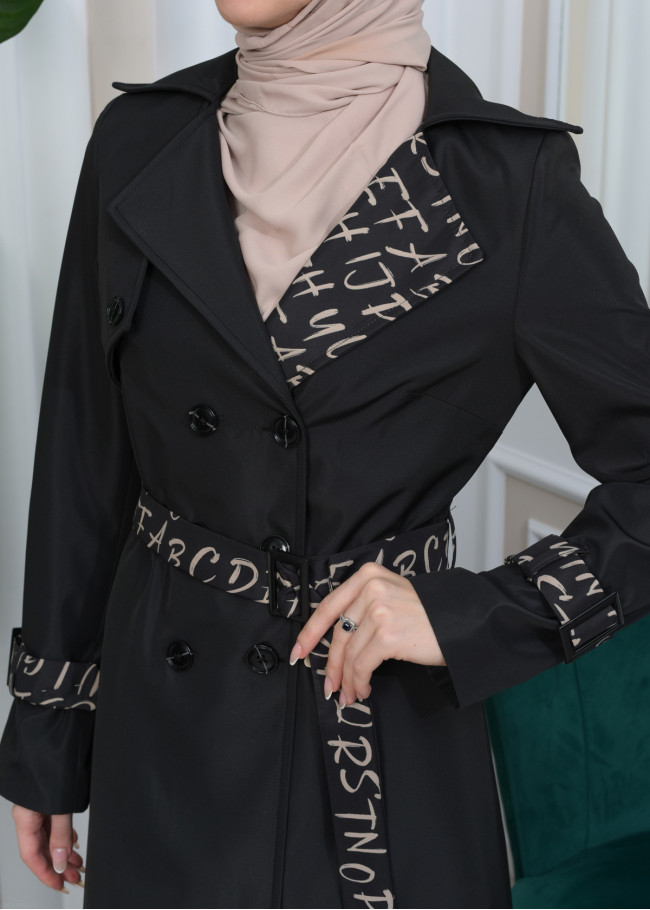 BELT PARACHUTE WOMEN'S WINTER  TRENCH COAT 1342 Siyah