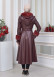HOODED FUR SLEEVE BELT LEATHER TRENCH COAT 1350 Bordo