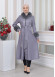 HOODED FUR SLEEVE BELT LEATHER TRENCH COAT 1350 Gri