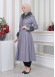 HOODED FUR SLEEVE BELT LEATHER TRENCH COAT 1350 Gri