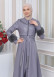 HOODED FUR SLEEVE BELT LEATHER TRENCH COAT 1350 Gri