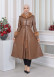 HOODED FUR SLEEVE BELT LEATHER TRENCH COAT 1350 - tan