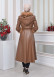 HOODED FUR SLEEVE BELT LEATHER TRENCH COAT 1350 taba
