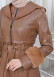 HOODED FUR SLEEVE BELT LEATHER TRENCH COAT 1350 taba