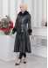 HOODED FUR SLEEVE BELT LEATHER TRENCH COAT 1350 Siyah