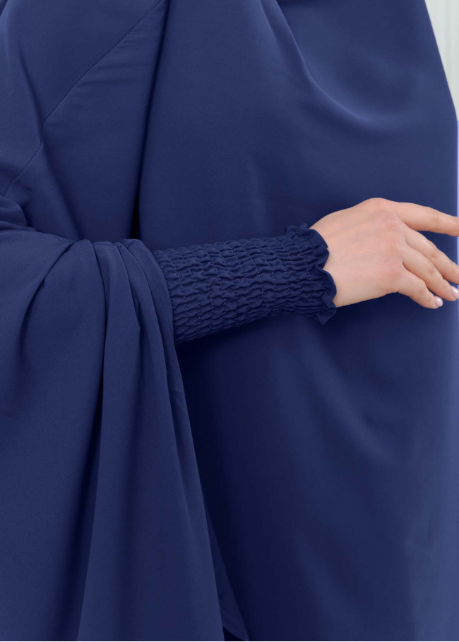 سدال شرعي قطعتين قماش المدينة بكبيشون مدمج وأكمام زم (شرشف , جلباب شرعي) 822 Lacivert