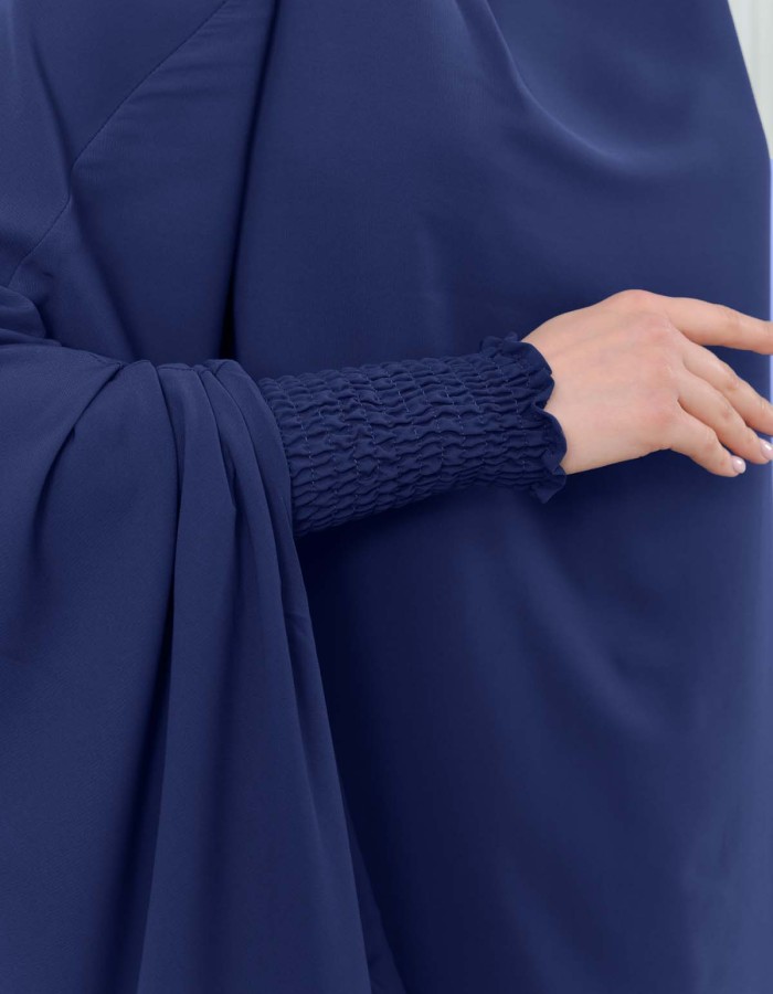 سدال شرعي قطعتين قماش المدينة بكبيشون مدمج وأكمام زم (شرشف , جلباب شرعي) 822 Lacivert