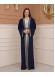 2-PIECE SET EMBROIDERED ABAYA AND DRESS 680 - deep blue