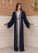 2-PIECE SET EMBROIDERED ABAYA AND DRESS 680 - deep blue