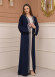 2-PIECE SET EMBROIDERED ABAYA AND DRESS 680 - deep blue