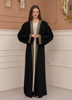 عباية قطعتين ساندي مع فرسان 680 - اسود
