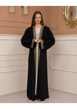 عباية قطعتين ساندي مع فرسان 680 - اسود