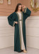 2-PIECE SET EMBROIDERED ABAYA AND DRESS 680 - green