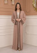 2-PIECE SET EMBROIDERED ABAYA AND DRESS 680 - beige