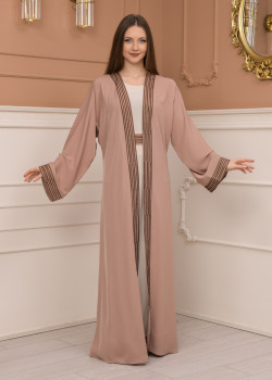 عباية قطعتين ساندي مع فرسان 680 - بيج